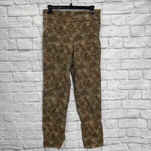 Krazy Larry Pull On Pants Size 10 Brown Leopard Print Ankle